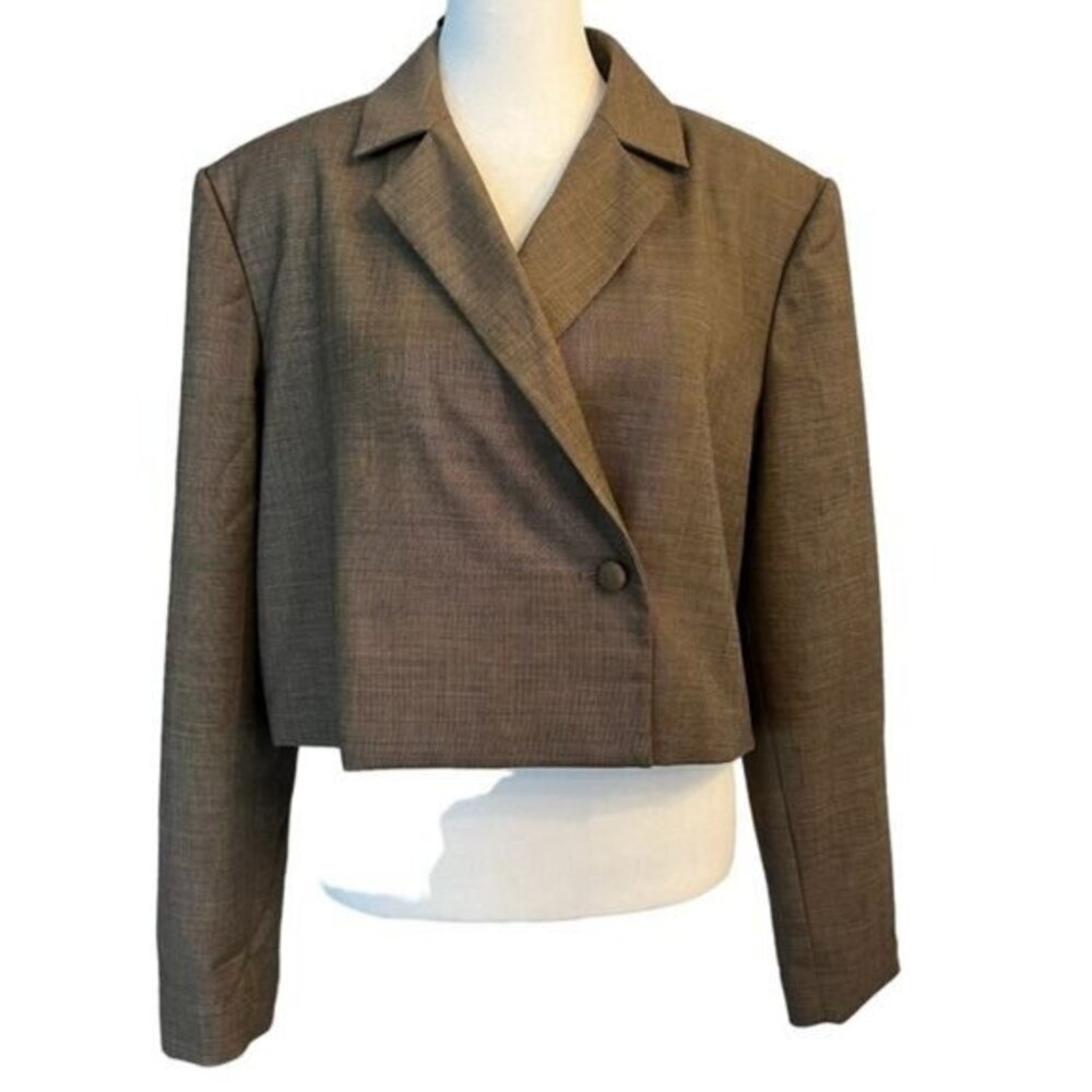 REFORMATION Cropped Double Breasted Blazer Jacket Brown Menswear Size 10‎
